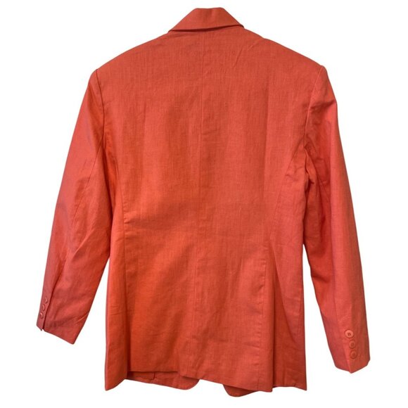 Womens Coral Linen Blazer Size 6 Classic Preppy Sophisticated - Picture 2 of 7